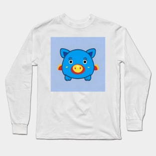 Cute little blue pig Long Sleeve T-Shirt